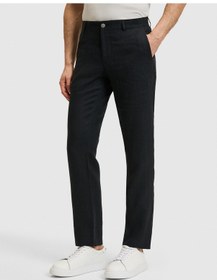 Resim Cacharel Siyah Slim Fit Beli Lastikli %100 Keten Pantolon 