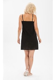 Resim Pamuk Kombinezon Şile Bezi Ayarlanabilir İp Askılı Elbise İç Astarı Jüpon 2'li Set Siyah-siyah Syh/syh-siyah-siyah Siyah 