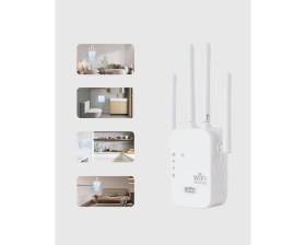 Resim Nevamel® 300MBPS Wifi Menzil Genişletici 4 Antenli Wpa3 Güvenlikli Priz Tipi Repeater 
