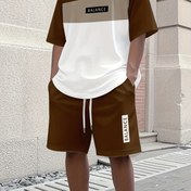 Resim Erkekler için Rahat Yaz 3D Baskılı Kısa Kollu ve Şort Takımı - "BALANCE" Grafik, Yeşil ve Beyaz, Bağcıklı Bel, Düzenli Kesim, 90g/m² Polyester Kumaş, Rahat Kıyafet|Modern Rahat Kıyafet|Polyester Kumaş 