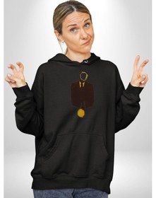 Resim Görünmez İnsan Takım Elbise Kadın Erkek Siyah Kapüşonlu Sweatshirt Hoodie Siyah 