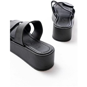 Resim 861-1034 Siyah Çıtçıtlı Dolgu Topuk Kadın Terlik Siyah 