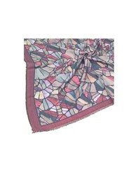 Resim Mim Eşarp Ebruli Kışlık Desenli Eşarp 95x95 Cm Gül Kurusu - Petrol Yeşili 