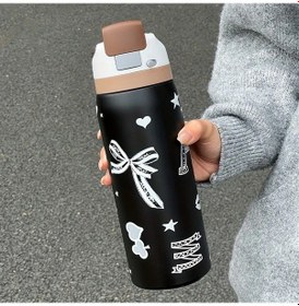 Resim Willowhaven Poker Desenli Paslanmaz Çelik Çiçekli Matara 33.81oz Sızdırmaz Termos 