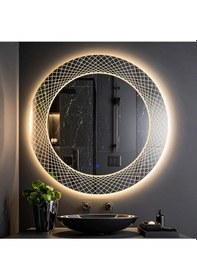 Resim Trivon Günışığı Lazer Kumlamalı Lavabo & Banyo Aynası Dokunmatik Sensörlü 80 X 80 