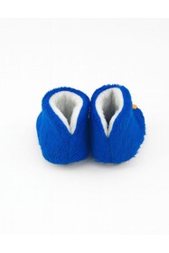 Resim Kiçi Kaydırmaz Taban, Organik, Pamuk Astarlı, Terletmez, Üşütmez Mavi Aslan Desenli Bebek Pandufu 