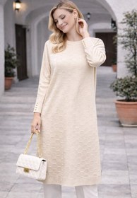 Resim Fresh&Moda Kadın Mevsimlik Petek Desen Uzun Büyük Beden Triko Kazak 