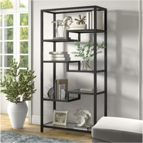Resim Merzana Metal Raf, Cam Raflı Kitaplık 