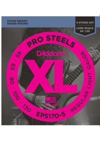 Resim D'addario Eps170-5 Xl Prosteels 5 Telli Bas Gitar Tel Seti - 45-130 Regular Light Profesyonel Paslanmaz Çelik Alaşım, En Parlak Ve Agresif Ton Karakteri, Güçlü Baslar 