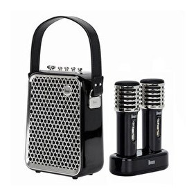 Resim Divoom SongBird-HQ Siyah Çift Karaoke Mikrofonlu Bluetooth Hoparlör 
