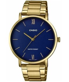 Resim Casio Kadranı Lacivert Kordonu Altın Renk 2 Yıl Garantili Erkek Kol Saati 