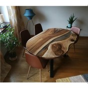 Resim Epoksi Ofis Masası Ağaç Epoksi Masa Elips Tasarım Masa 