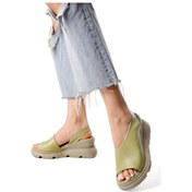 Resim Elit Lyna Kadın Hakiki Deri Dolgu Topuk Sandalet Yeşil Yeşil 