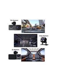 Resim Araç İçi Fullhd 3 Kameralı Y15 170 Derece Yol Takip, İç Mekan Ve Arka Kamera Kayıt 