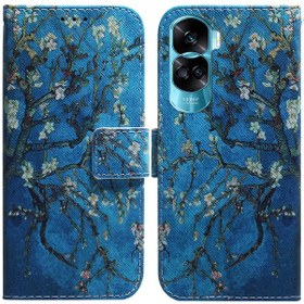 Resim Pu Deri Desen Baskı Standı Koruyucu Cüzdan Telefon Kılıfı Honor 90 Lite 5g/x50i 5g 
