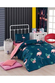 Resim Çocuk Nevresim Takımı Tek Kişilik Big Flamingo Lacivert 