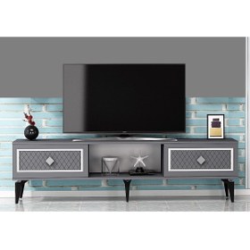 Resim DEMONTE DECOR 2 Kapaklı, Raflı Herry Tv Sehpası Alt Modül Antrasit-gümüş 