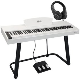Resim Midex Plx-125wh Taşınabilir Dijital Piyano Tuş Hassasiyetli 88 Tuş Bluetooth Stand Ve Kulaklık İle 
