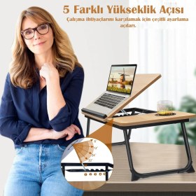 Resim Miletus Yükseklik Ayarlı Laptop Sehpası Bilgisayar Sehpası Laptop Altlığı Yatak Sehpası 