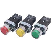 Resim Flybuy Yeşil Np2-bw3365 No Nc Led Kontak Işık İle Gümüş Chınt Butonu Buton Anahtarları, Alaşımlı 24v 1 1 + / Sp 