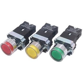 Resim Flybuy Yeşil Np2-bw3365 No Nc Led Kontak Işık İle Gümüş Chınt Butonu Buton Anahtarları, Alaşımlı 24v 1 1 + / Sp 