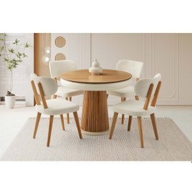 Resim Mobilgen Naturel 4 Adet Masal Sandalye 100+30 Açılabilir Palermo Masa Takımı 