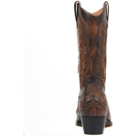 Resim Kahverengi Deri Kadın Kovboy Çizmesi (Kızıl) 