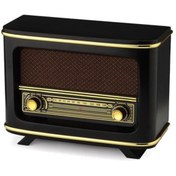 Resim HediyeSec Nostaljik Ahşap Radyo Istanbul Model Retro Radyo Siyah Adaptör + Şarjlı Pil 