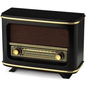 Resim HediyeSec Nostaljik Ahşap Radyo Istanbul Model Retro Radyo Siyah Adaptör + Şarjlı Pil 