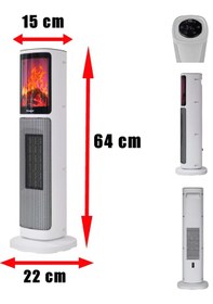 Resim Hoogar German 2075 L White Oben Seri Oled Şömineli Ekran Dijital Kule Tipi Turbo Hızlı Isıtıcı 