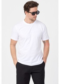 Resim Tonny Black 3'lü Paket %100 Pamuk Beyaz T-shirt Erkek Beyaz T-shirt Tbtshrt100 
