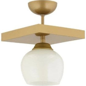 Resim Modern Beyaz Camlı Model Tekli Kare Plafonyer Avize Salon Y 