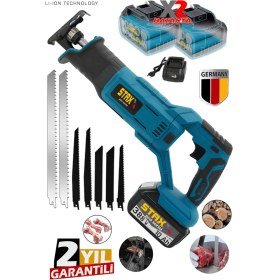 Resim Staxx Power Kömürsüz Motor Yüksek Performans 388VF 10AH Çift Akülü Şarjlı Tilki Kuyruğu Testere Ahşap Metal 