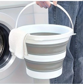 Resim Chuangyinshop 1 Adet Gri Katlanır Portatif Su Kovaları - Dayanıklı Plastik Kamp Yıkama Seyahat 