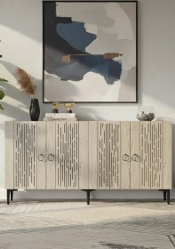 Resim Ka1515bt Raın150 Konsol, Kahve Köşesi, Tv Sehpası Beyaz-traverten 150cm Beyaz 