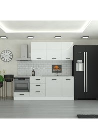 Resim 225 Cm Mutfak Dolabı Mdf Kapak Tezgah Dahil Yrkn225 100 Gümüş 