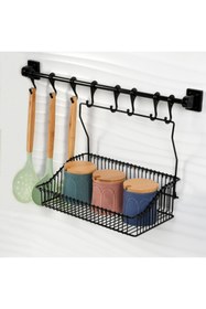 Resim Hagen Vidasız Montaj Duvar Rayı 8li Askı(45cm) Ve Sepet 30 Cm 