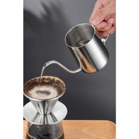 Resim Çelik Ölçekli 350 ml 7 Cup Kahve Demleme ibriği Espresso Sıcak Su ibriği mt116 