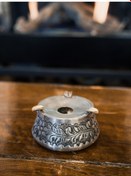 Resim Bakır Kül Tablası Kabartmalı Gümüş Renk 