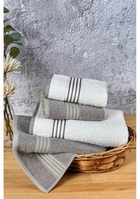 Resim 4 Lü Kadın Erkek Banyo Havlusu Takımı Oscar Bej-krem Çok Renkli 