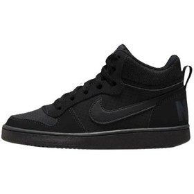 Resim Nike Court Borough Mid Leather Womens Sneaker Hakiki Deri Kadın Günlük Spor Ayakkabı Siyah Siyah 