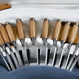 Resim 12 Parça Profesyonel Ahşap Oyma Keski Seti - Rahat Kayın Saplı, Yüksek Manganez Çeliği, Parlak Yüzeyli, İnce İşçilik ve Gravür İçin Uygun, Dayanıklı Siyah Kutu Dahil, Marangozluk Aletleri 