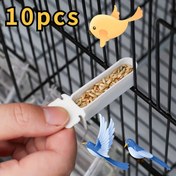 Resim 10 Adet Kuş Kafesi Başparmak Yem Kutuları - Papağanlar, Kanaryalar, Muhabbet Kuşları, Budgie'ler için Dayanıklı Plastik Küçük Kuş Besleyiciler ve Kum Konsantre Kutuları, Kolay Tutuş Tasarımı, Kafes Monteli Tohum & Kum Dağıtıcılar, Evcil Hayvan Besleme Aksesuarı, Kafese Monte Yemlik 