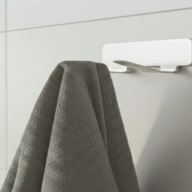 Resim YAPIŞKANLI PASLANMAZ ÇELİK 2 ASKILI BANYO ASKILIĞI, GÜMÜŞ GRİ, 7X4X3 CM 