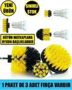 Resim Sea Home 3 Parça Set Matkap Ucuna Takılan Banyo Küvet Duşa Kabin Fayans Oto Koltuk Lastik Yıkama Fırçası 