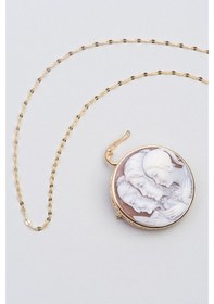 Resim So Chic Cameo Italiano 18 Ayar Sarı Altın Kaplama 50 CM Gümüş Broş ve Kolye 