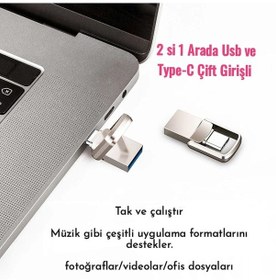 Resim Sunix 128gb.type-c Ve Usb 3.0 Usb Flash Bellek Otg Çift Girişli Metal Sağlam 128 GB 