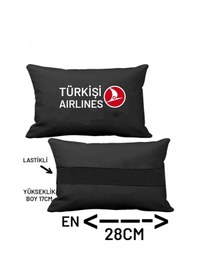 Resim Oto Koltuk Boyun Yastığı Türkişi Aırlınes Baskılı Siyah 