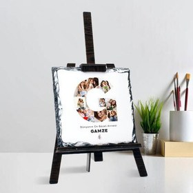 Resim Anneye Hediye Fotoğraflı Harf Şövalye Ayaklı Taş 