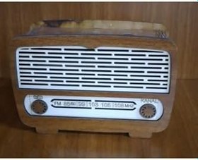Resim Ahşap Nostaljik Radyo Kumbara, Kahverengi, 12x18x7 cm 